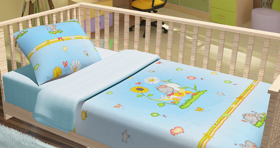 Фото Комплект Baby «Слоники» голубой Miratex - sofino.ua Фото Комплект Baby «Слоники» голубой Miratex - sofino.ua