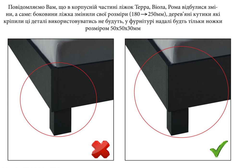 Фото 2 Кровать «Виола» без каркаса 1,6 | Вишня бюзум MiroMark - SOFINO.UA