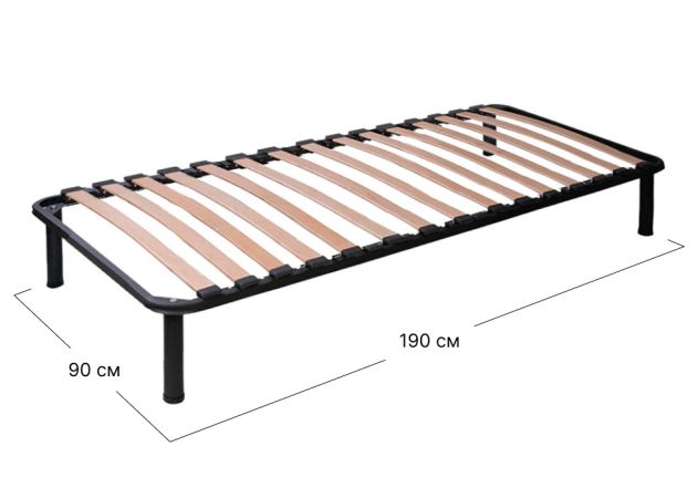 Фото Каркас ліжка односпальний Софіно | 90x190 см | S - 6,5 см | З ніжками | Чорний - SOFINO.UA