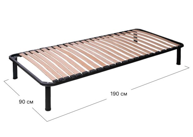 Фото Каркас ліжка односпальний Софіно | 90x190 см | L - 2,5 см | З ніжками | Чорний - SOFINO.UA