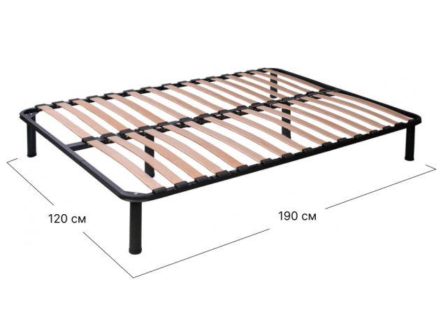 Фото Каркас ліжка полуторний Софіно | 120x190 см | S - 6,5 см | З ніжками | Чорний - SOFINO.UA