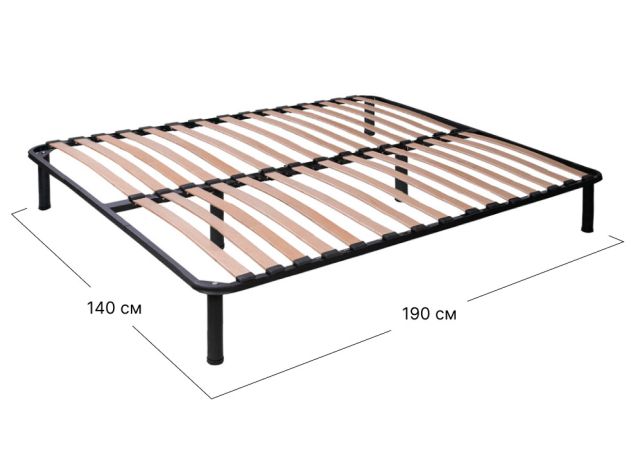 Фото Каркас ліжка двоспальний Софіно | 140x190 см | S - 6,5 см | З ніжками | Чорний - SOFINO.UA