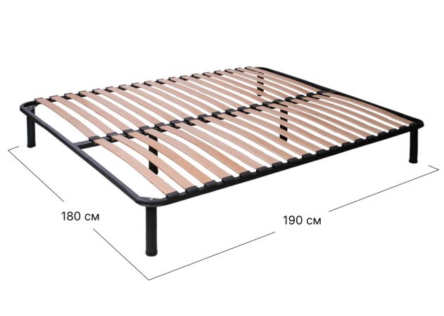 Фото Каркас ліжка двоспальний Софіно | 180x190 см | M - 4,5 см | З ніжками | Чорний - SOFINO.UA