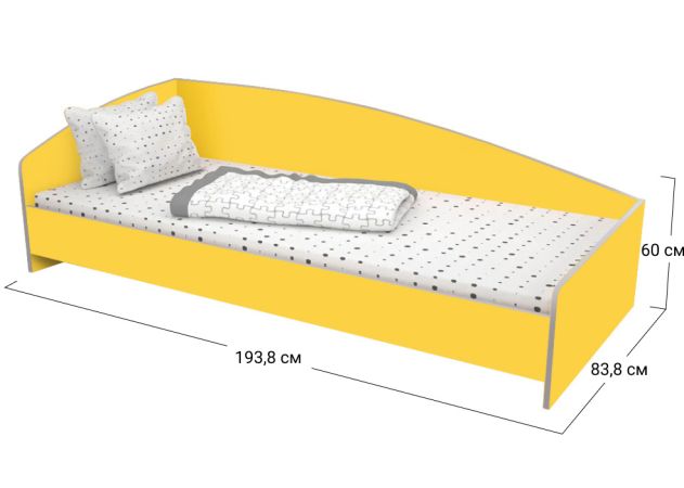 Фото Ліжко односпальне Софіно КДО-002 | Спальне місце 80x190 см | 18 мм | Жовтий - SOFINO.UA