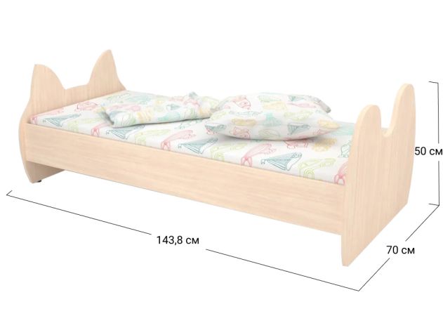 Фото Ліжко односпальне Софіно КДФ-002 | Спальне місце 60x140 см | 16 мм | Дуб молочний - SOFINO.UA