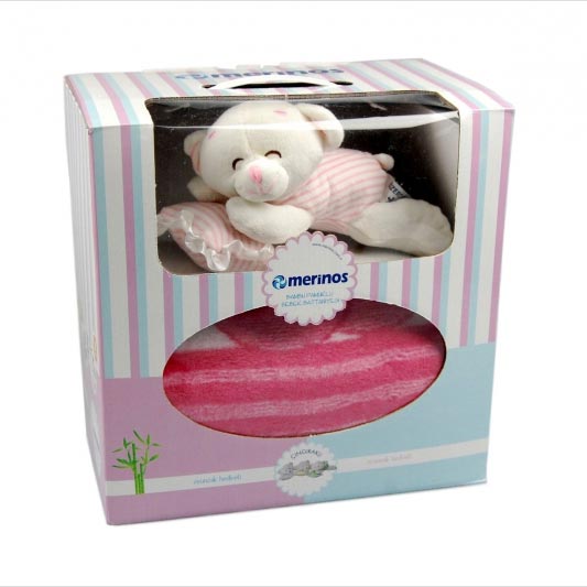 Фото Плед «109786 Pio pio Pink + Игрушка» 100*120 (детский) Merinos - sofino.ua