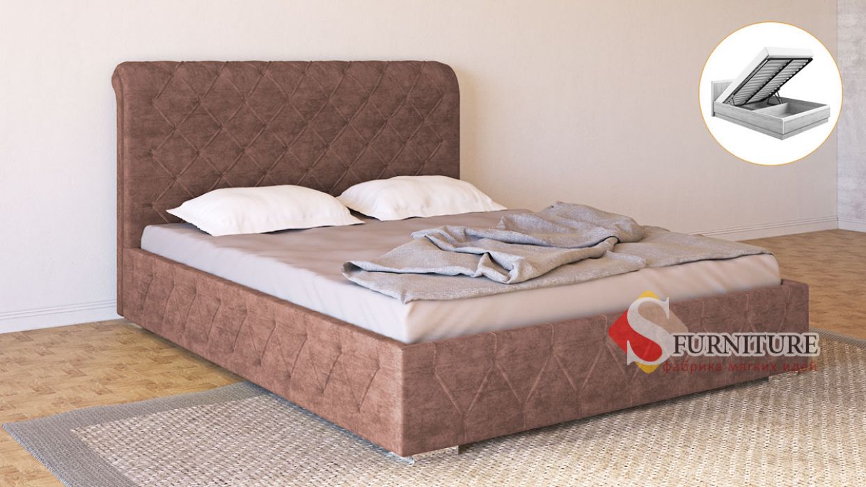 Фото Кровать-подиум «Алиция» с подъемным механизмом 140*190 | Ткань SFurniture - sofino.ua Фото Кровать-подиум «Алиция» с подъемным механизмом 140*190 | Ткань SFurniture - sofino.ua