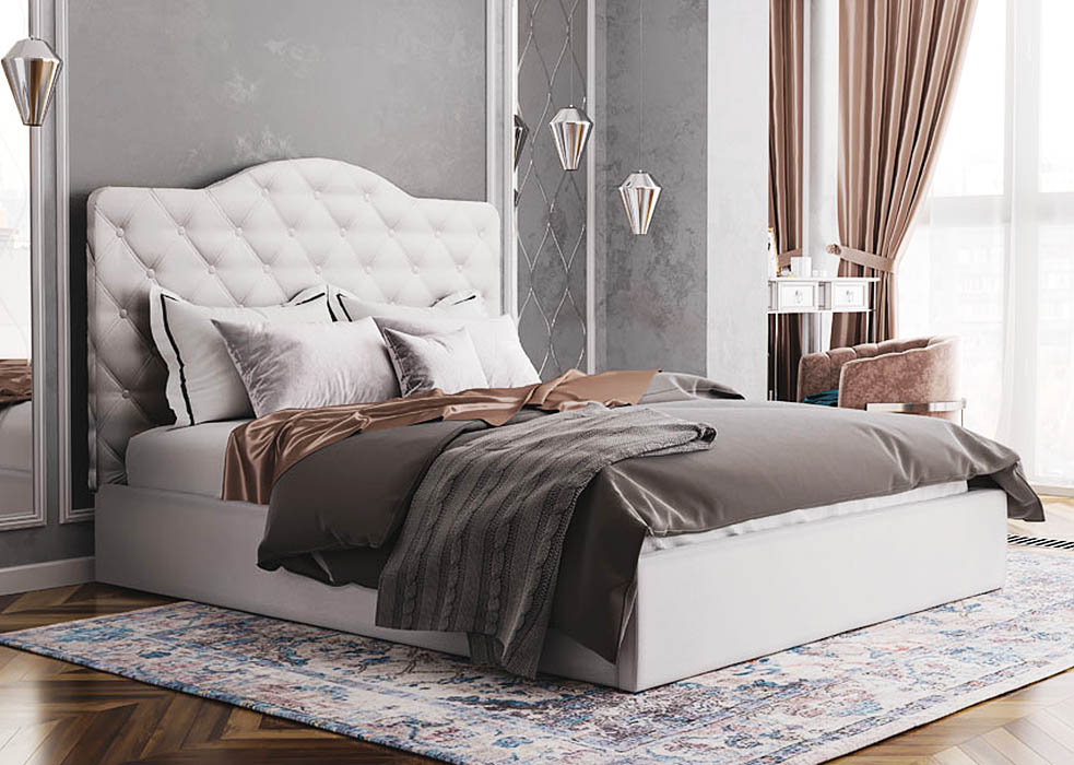 Ліжко двоспальне Кароліна №1 160x200 см (металева рама) • оббивка зі штучної шкіри
