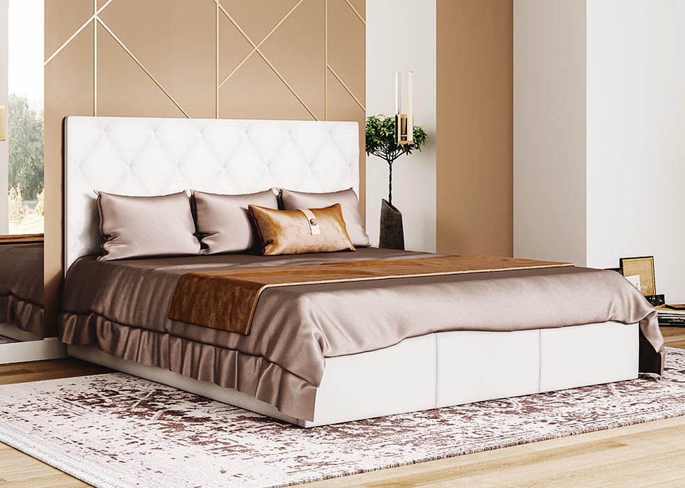 Ліжко двоспальне Кароліна №2 160x200 см (металева рама) • оббивка зі штучної шкіри