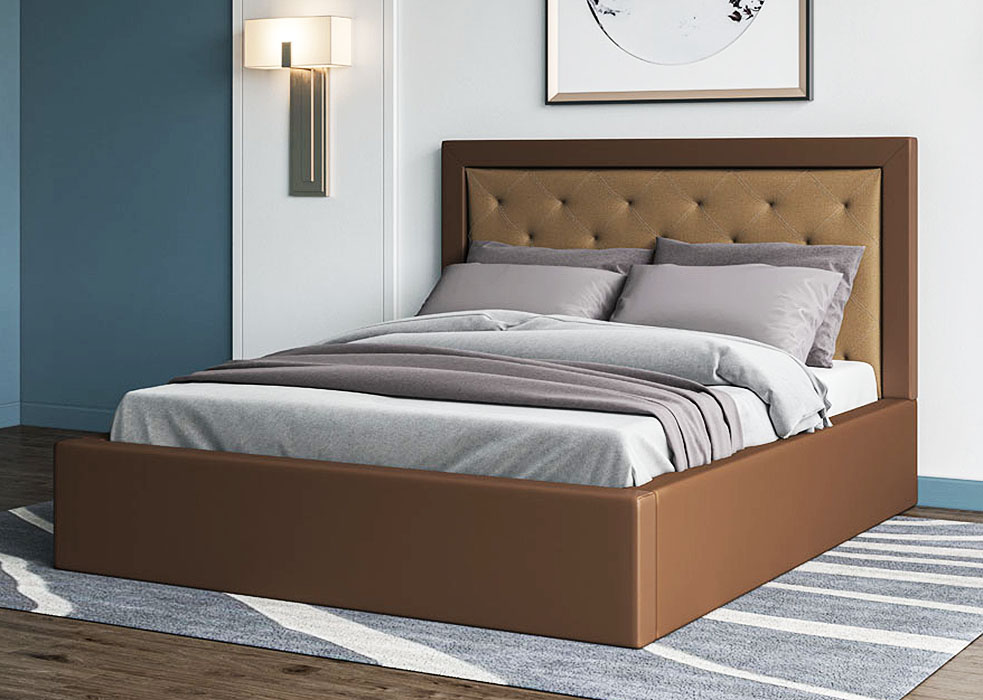 Ліжко двоспальне Кароліна №4 160x200 см (підйомний механізм) • оббивка зі штучної шкіри