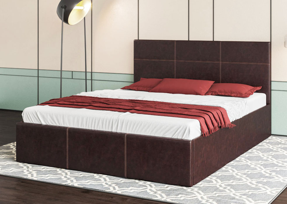 Ліжко двоспальне Кароліна №5 160x200 см (металева рама) • оббивка зі штучної шкіри