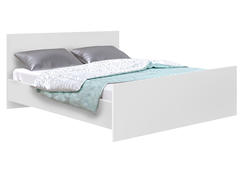 Кровать двуспальная Софино №1 | Прямая | Белая аляска | 160x190