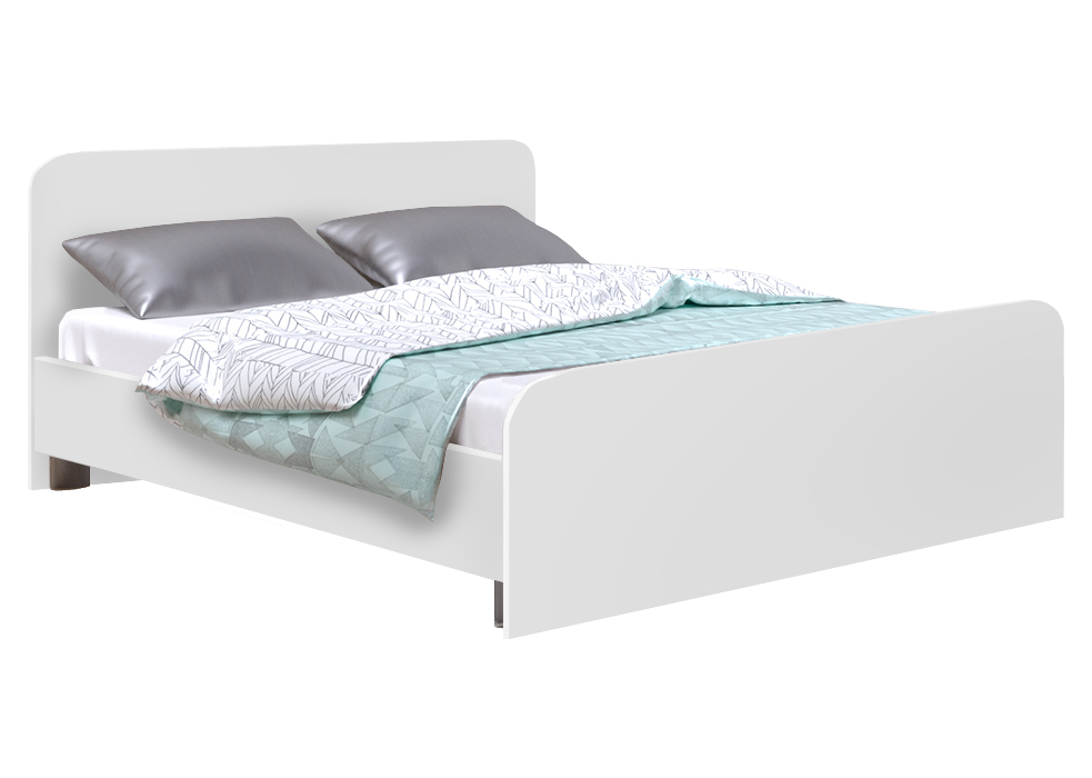 Кровать двуспальная Софино №3 | Округлая | Белая аляска | 160x200