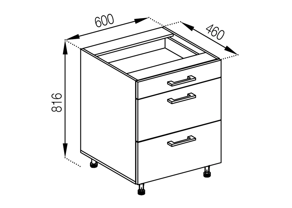 Ariel. Модуль Н 60 3Ш (1+2) • МДФ категорія №02