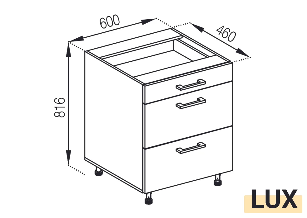 Ariel. Модуль Н 60 3Ш (1+2) • LUX • МДФ категория №02
