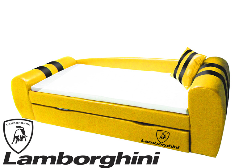 Диван-кровать машинка «Гранд с ящиком » 80*190 дсп | Lamborghini | желтый