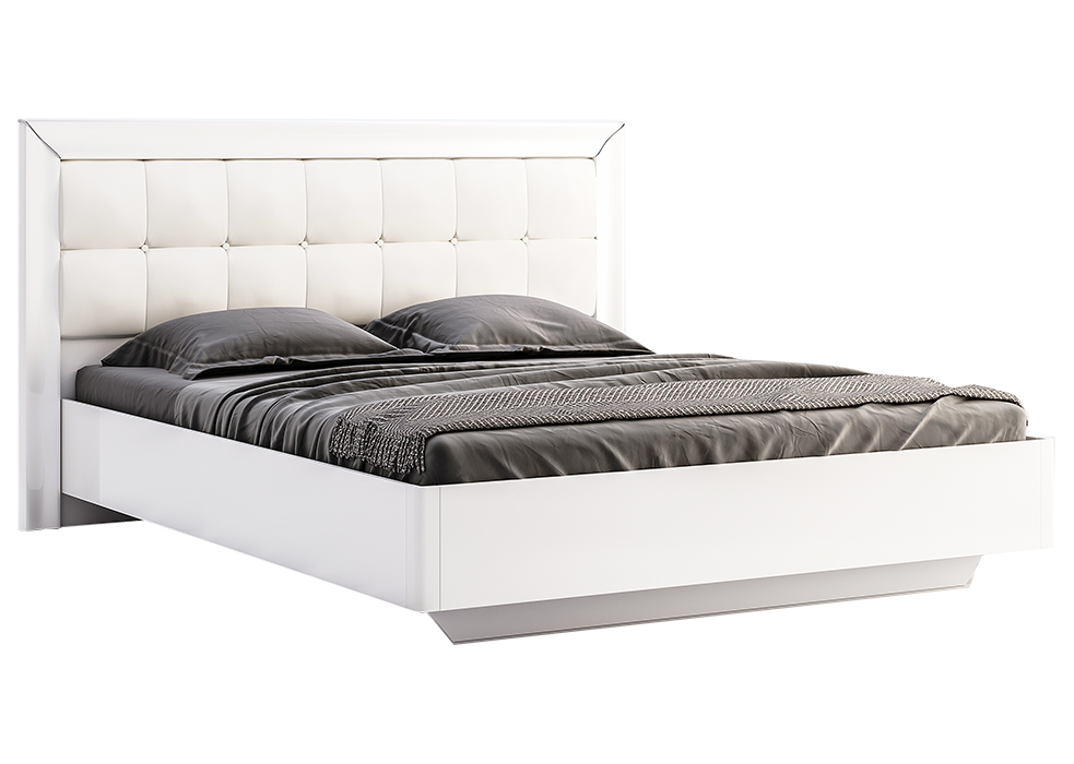 Ліжко Bella (М) 160x200 см ( без ламелей ) • Глянець Білий • BL-37-WB