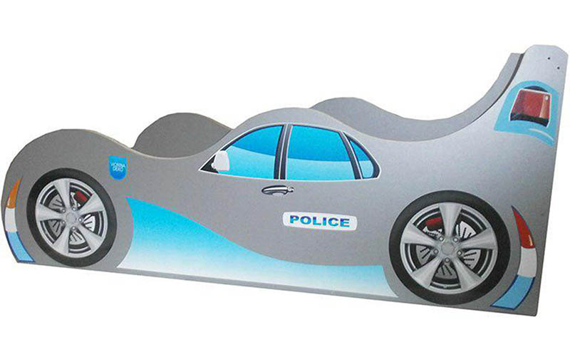 Кровать-машинка «Полиция с ящиком» цвет: синий | 70*140