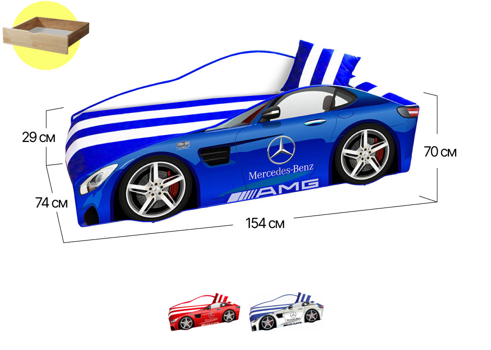 Ліжко односпальне Еліт E-4 Mercedes-Benz Viorina-Deko | Спальне місце 70x150 | З шухлядою
