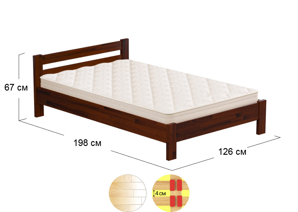 Ліжко полуторне Рената Щит Estella | Спальне місце 120x190 см | Стандартні ламелі (крок 4 см) | Каштан - 108