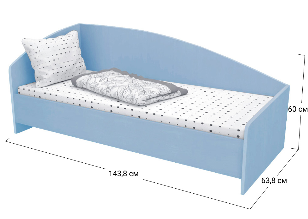 Ліжко односпальне Софіно КДО-002 | Спальне місце 60x140 см | 16 мм | Синій капрі