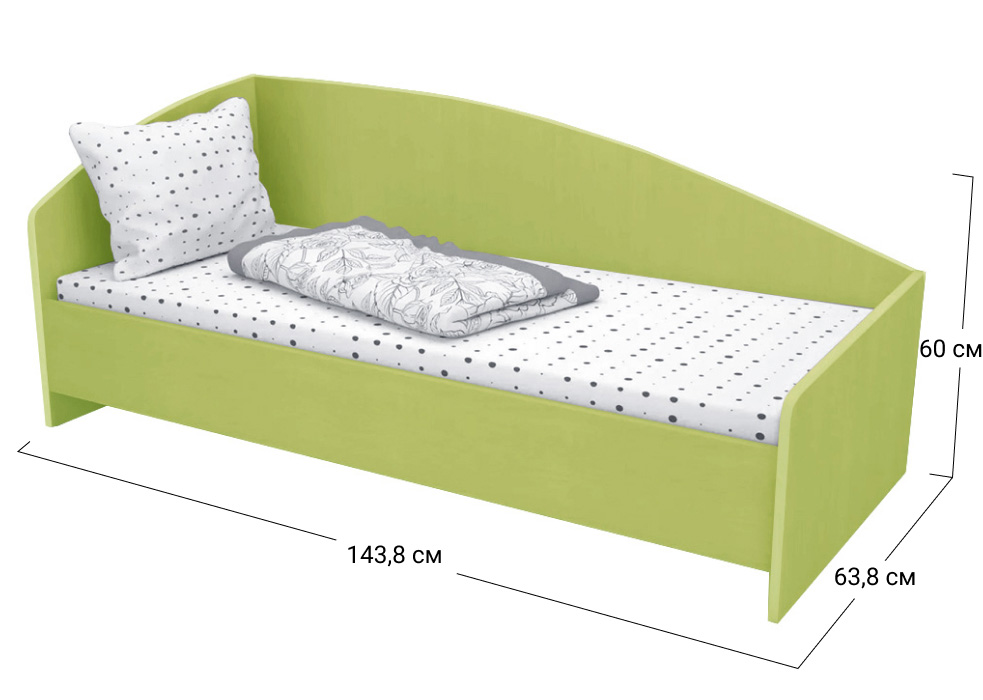 Ліжко односпальне Софіно КДО-002 | Спальне місце 60x140 см | 16 мм | Зелена вода