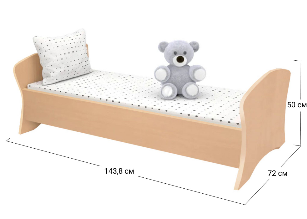 Ліжко односпальне Софіно КДФ-003 | Спальне місце 60x140 см | 16 мм | Бук