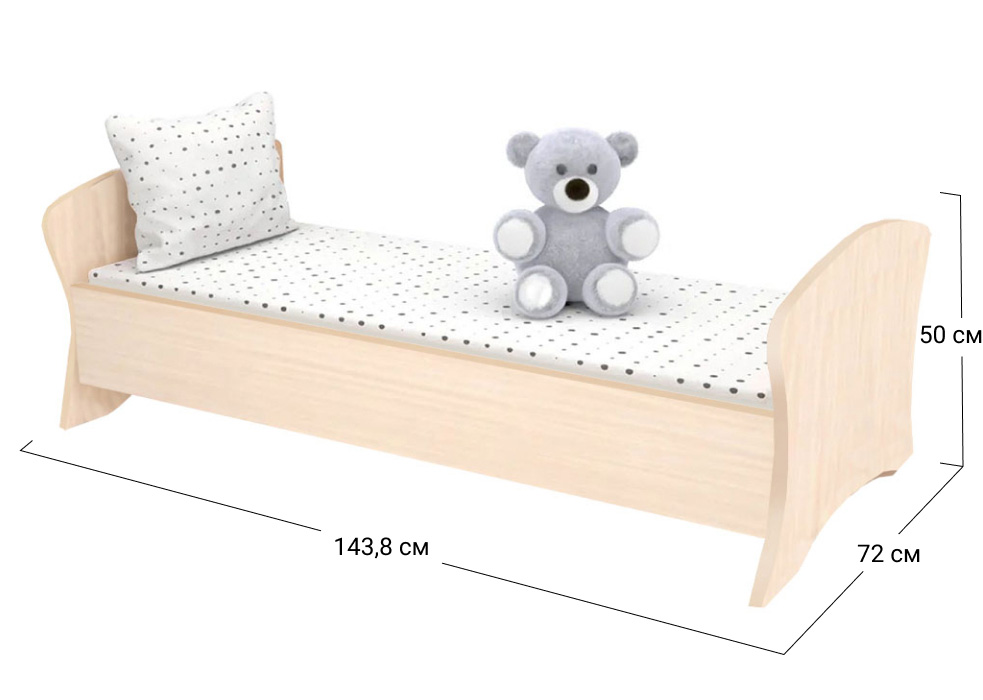 Ліжко односпальне Софіно КДФ-003 | Спальне місце 60x140 см | 16 мм | Дуб молочний