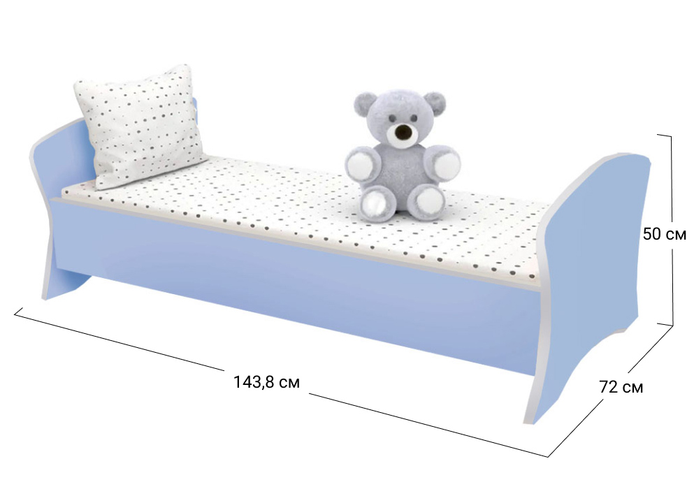 Ліжко односпальне Софіно КДФ-003 | Спальне місце 60x140 см | 18 мм | Синій капрі