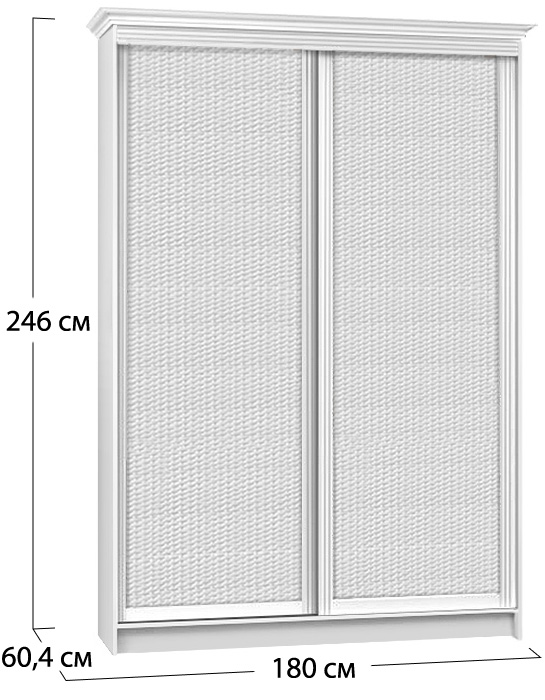 Шкаф купе двухдверный Венециано WT с фасадами Ротанг • 180x60x240 см