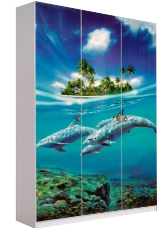Шафа Дельфіни 3Д Світ Меблів • ДСП • 120х52х196,5 • Білий + Художній друк