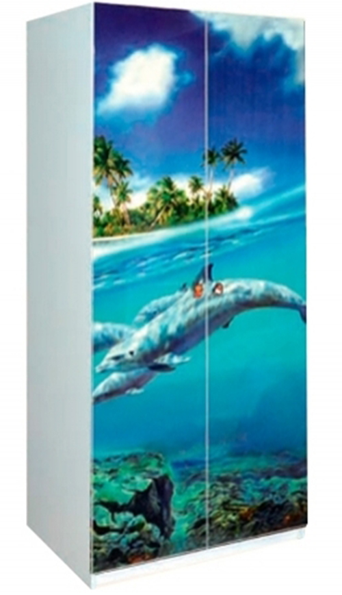 Шафа Дельфіни 2Д Світ Меблів • ДСП • 80х52х196,5 • Білий + Художній друк