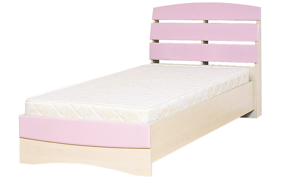 Ліжко односпальне Террі Світ меблів • 90х200 • Клен + Рожевий