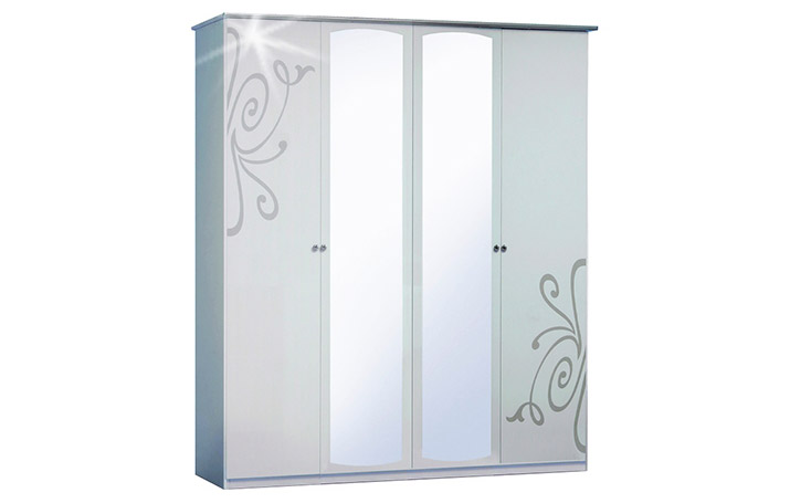 Шкаф для одежды 4ДЗ Felicia Nova • Белый Лак