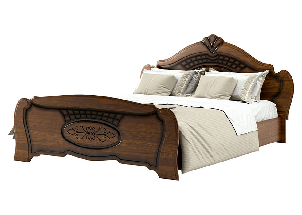 Ліжко двоспальне Katrin 160х200 без ламелей • Горіх Патіна МДФ