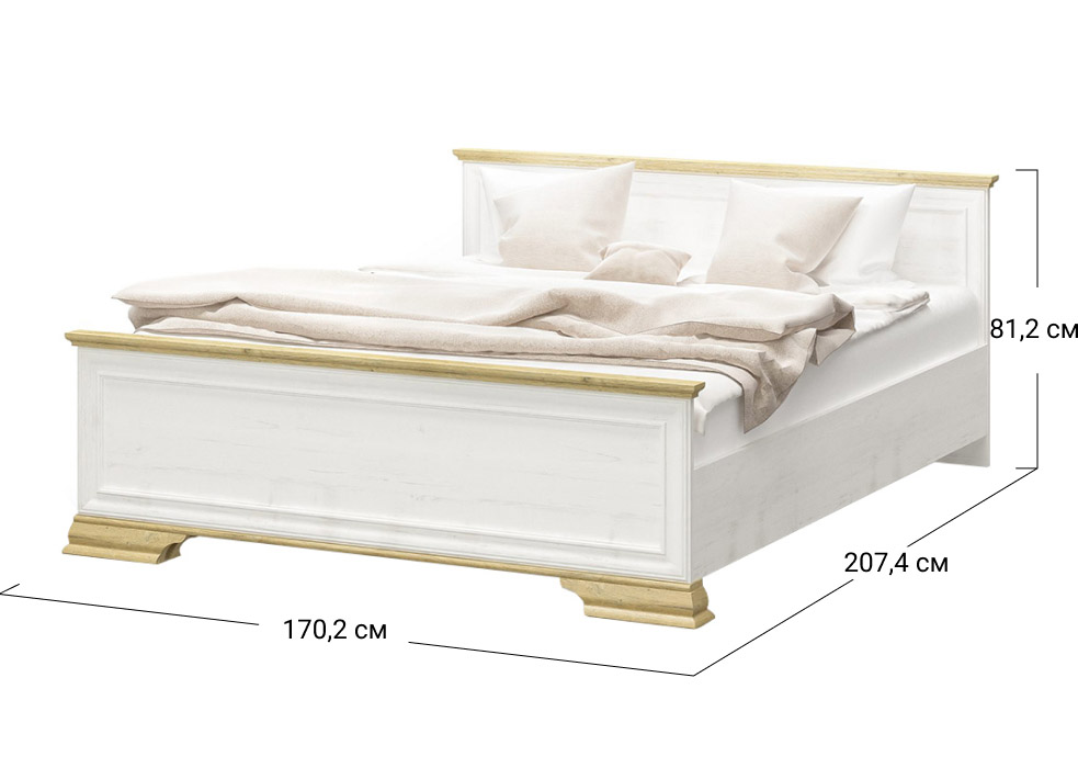 Ліжко двоспальне Іріс Мебель-Сервіс | 160x200 см | Андерсон пайн + Дуб золотий