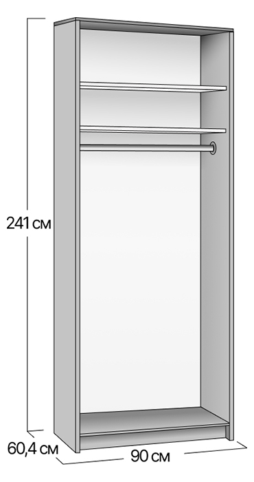 Корпус шкафа-купе 90x60x240 УНИ (на 2 двери)