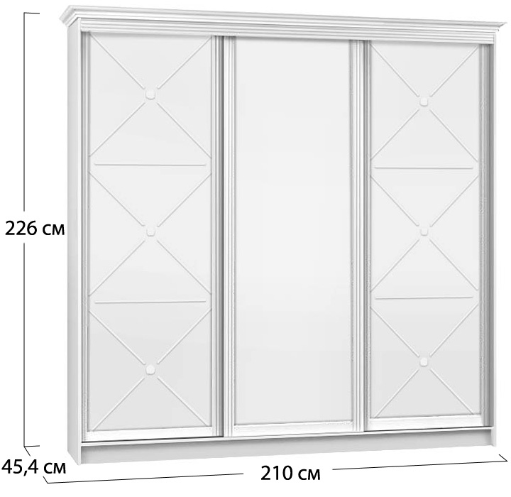 Шафа купе Венеціано WT | 3 двері | ДСП з декором + ДСП без декору + ДСП з декором | 210x45,4x226 см (ШxГxВ)