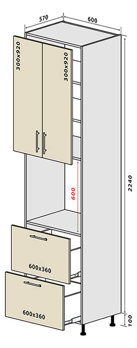Модуль кухонный №21 ПШ Стандарт • 600х570х2340