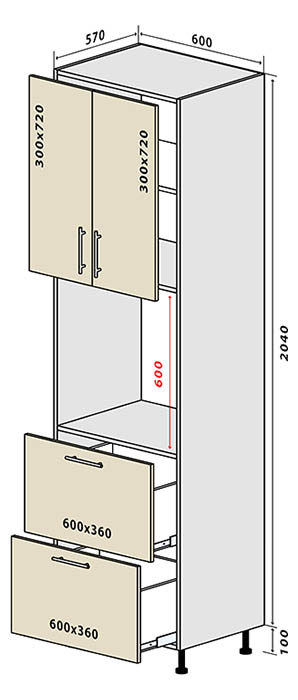 Модуль кухонний №19 ПШ Люкс • 600х570х2140