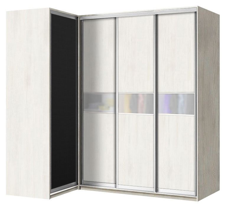 Шафа купе кутова Стандарт AL | 4 двері | Ротанг + ДСП/сат.v1 + ДСП/сат.v1 + ДСП/сат.v1 | 237,8x90x221 (ШxГxВ)