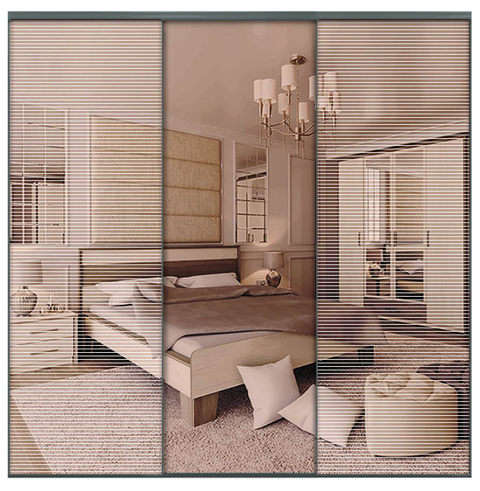 Розсувна система Sofino Баварія | 3 двері | Б17 + Б18 + Б17 | 155x265 см (ШxВ) | Димчастий сірий