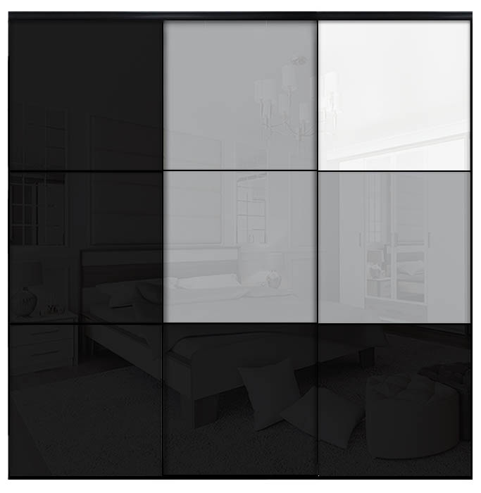 Розсувна система Sofino Баварія | 3 двері | Б19 + Б20 + Б21 | 275x210 см (ШxВ) | Чорний браш