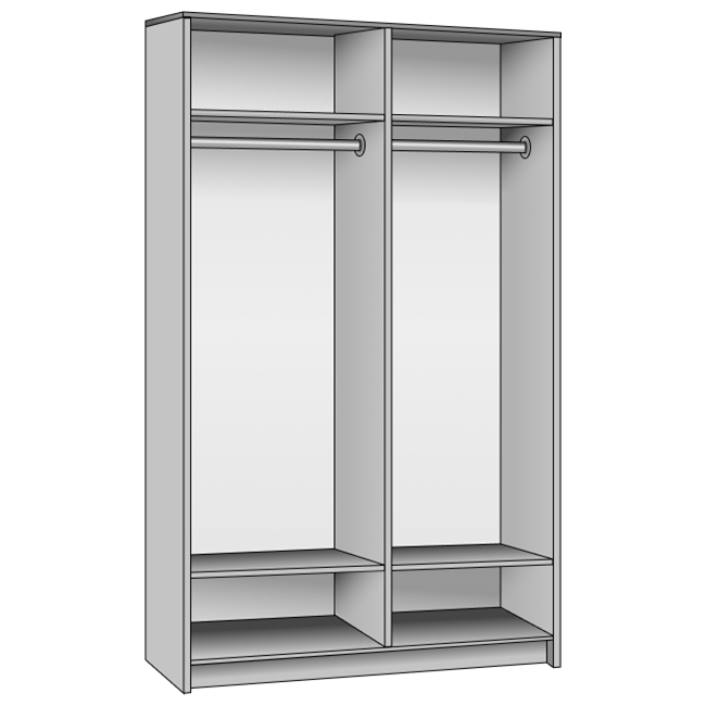 Корпус шкафа на 2 двери • 1600x550x2050 см • Standart №02