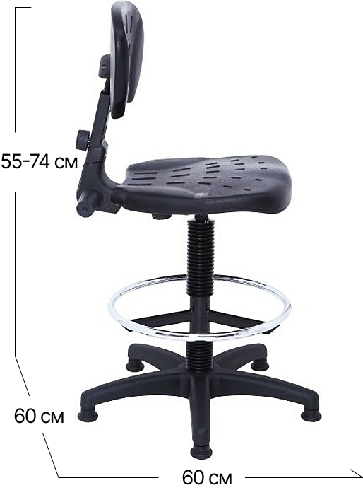 Кресло лабораторное Софино модель 2564 | 60x60x55(74) см (ДxШxВ)