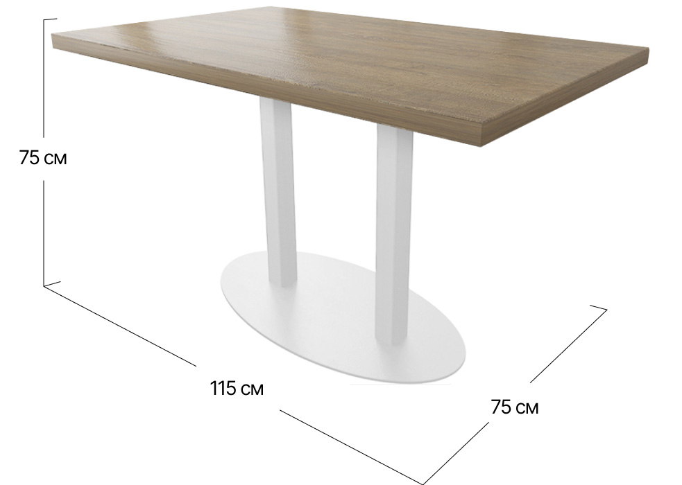 Стол обеденный Тренд двойной 2 Metall-Design | 115x75x75