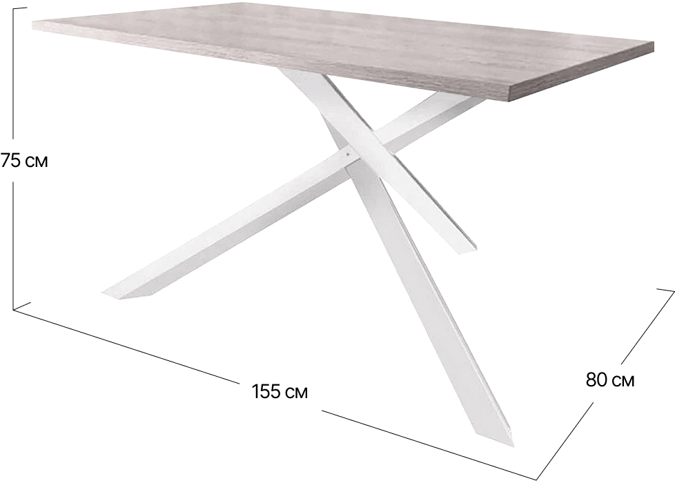 Стол обеденный Айрон Metall-Design | 155x80x75