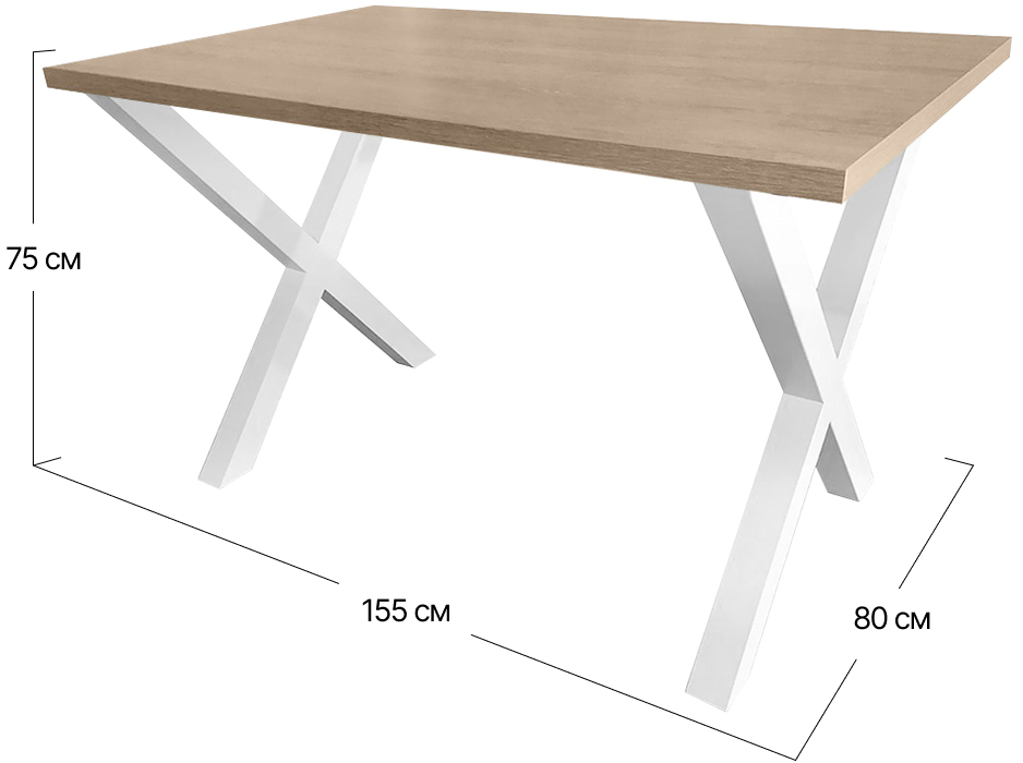 Стол обеденный Тайм Metall-Design | 155x80x75 (60x60)