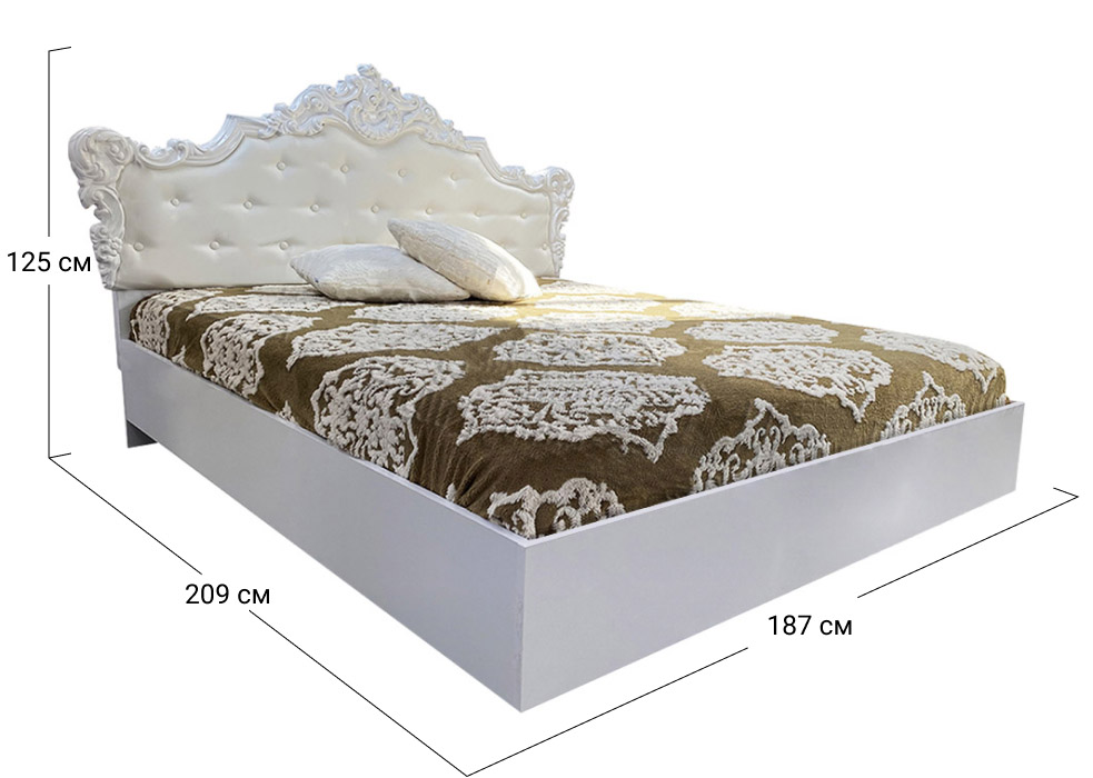Ліжко двоспальне Мілано (М) MiroMark | Спальне місце 160x200 | Підйомний механізм | Глянець білий