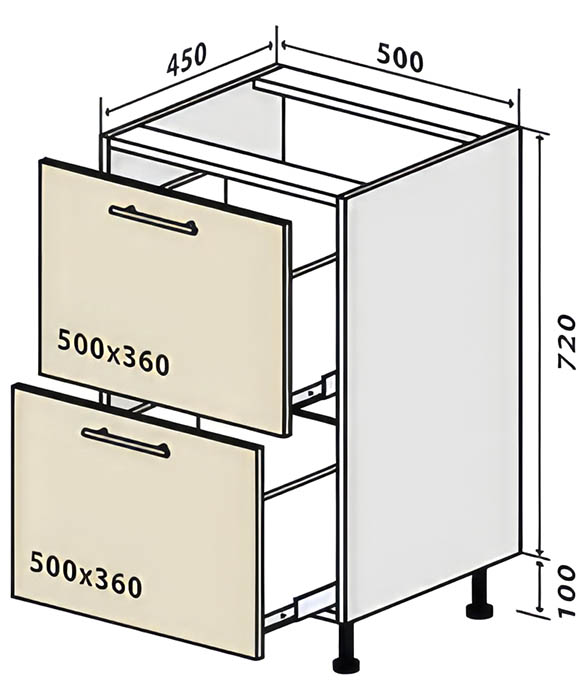 Модуль кухонний №36 Ш Стандарт • 500х450х820